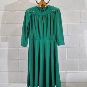Leslie Belle Vintage Emerald Midi Dress "made in Canada"